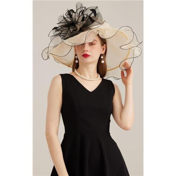 Women's Kentucky Derby Church Dress Hat 03-apricot - Picture 5 of 7